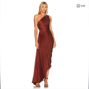 New With Tags - A.L.C. One-Shoulder Pleated Dress - Brunette